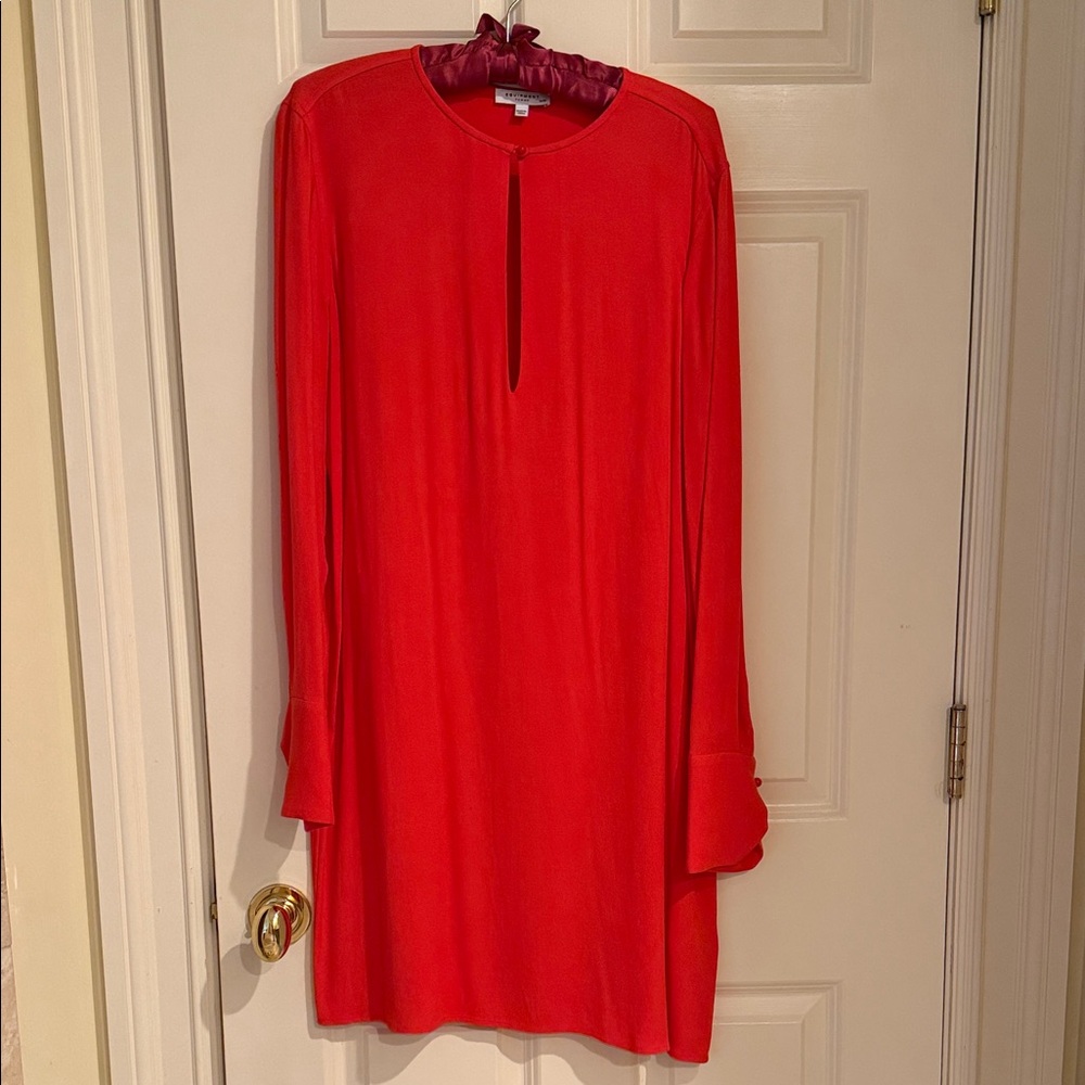 Equipment Coral/Red Long Sleeve Dress